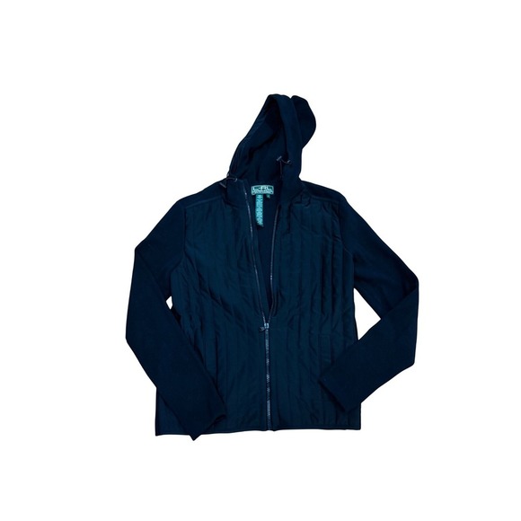 Lauren Active Jacket Quilted‎ Hooded Full Zip Black Small - Picture 2 of 7
